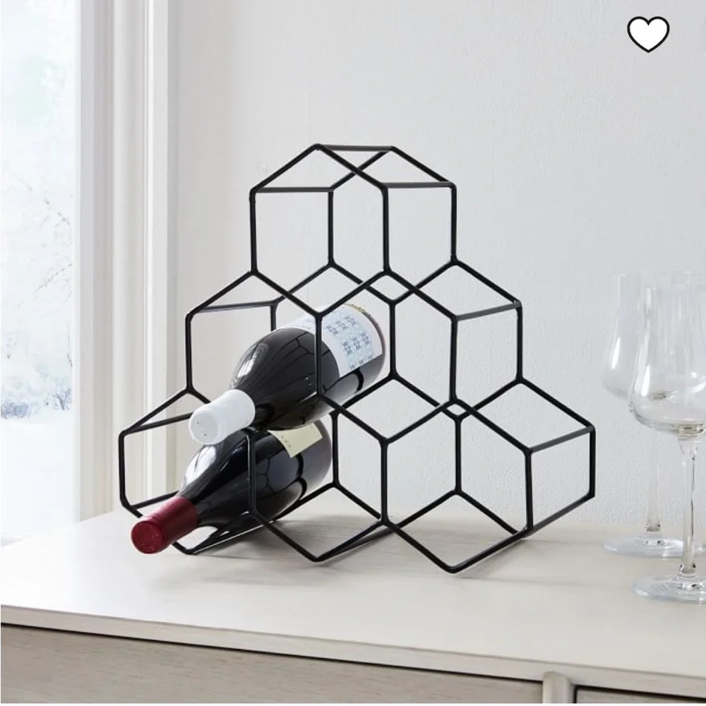 West Elm Honeycomb Metal Wine Rack (Black)